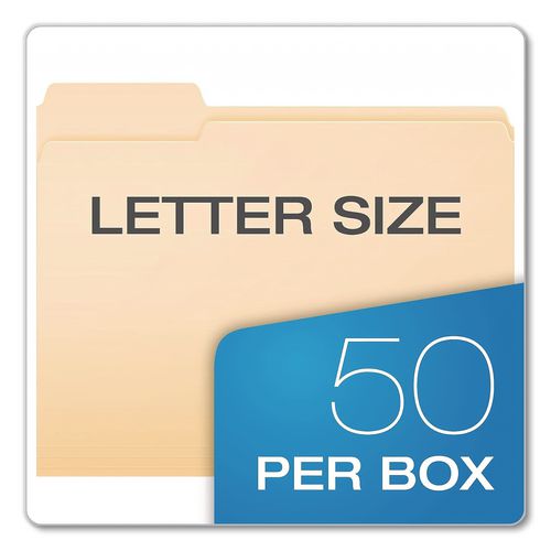 Image of Pendaflex® 54459EE Double Stuff File Folders, 1/3-Cut Tabs: Assorted, Letter Size, Manila, 50/Pack