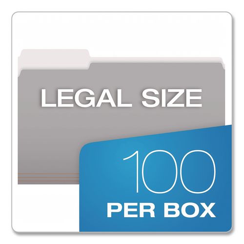 Image of Pendaflex® 4350 1/3 GRA Interior File Folders, 1/3-Cut Tabs: Assorted, Legal Size, Gray, 100/Box