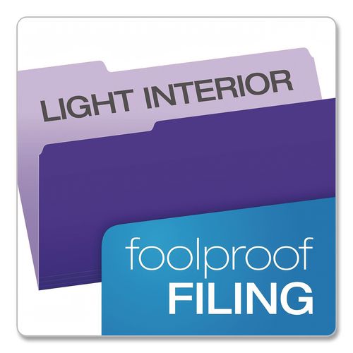 Image of Pendaflex® 4350 1/3 VIO Interior File Folders, 1/3-Cut Tabs: Assorted, Legal Size, Violet, 100/Box