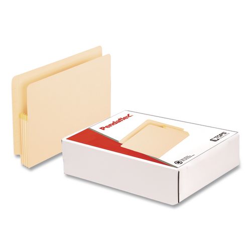 Image of Pendaflex® 12812 Manila Drop Front Shelf File Pockets with Rip-Proof-Tape Gusset Top, 3.5" Expansion, Letter Size, Manila, 25/Box