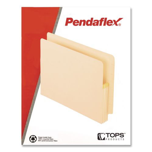Image of Pendaflex® 12812 Manila Drop Front Shelf File Pockets with Rip-Proof-Tape Gusset Top, 3.5" Expansion, Letter Size, Manila, 25/Box