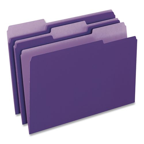 Image of Pendaflex® 4210 1/3 VIO Interior File Folders, 1/3-Cut Tabs: Assorted, Letter Size, Violet, 100/Box