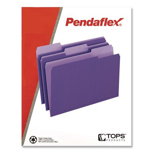 Image of Pendaflex® 4210 1/3 VIO Interior File Folders, 1/3-Cut Tabs: Assorted, Letter Size, Violet, 100/Box