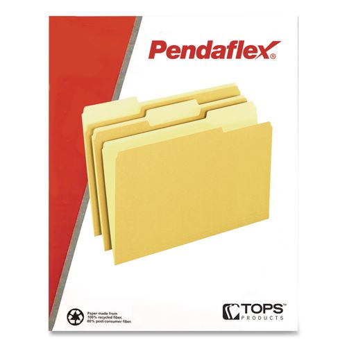 Image of Pendaflex® 4210 1/3 YEL Interior File Folders, 1/3-Cut Tabs: Assorted, Letter Size, Yellow, 100/Box