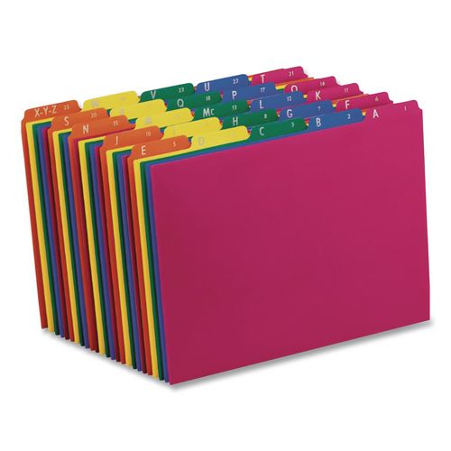 Image of Pendaflex® 40142 Poly Top Tab File Guides, 1/5-Cut Top Tab, A To Z, 8.5 X 11, Assorted Colors, 25/set