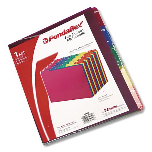 Image of Pendaflex® 40142 Poly Top Tab File Guides, 1/5-Cut Top Tab, A To Z, 8.5 X 11, Assorted Colors, 25/set