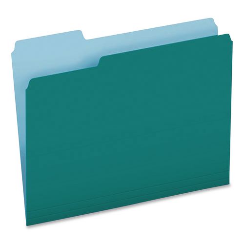 Image of Pendaflex® 4210 1/3 AQU Interior File Folders, 1/3-Cut Tabs: Assorted, Letter Size, Aqua, 100/Box