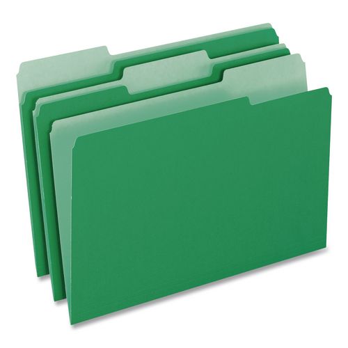 Image of Pendaflex® 4210 1/3 BGR Interior File Folders, 1/3-Cut Tabs: Assorted, Letter Size, Bright Green, 100/Box