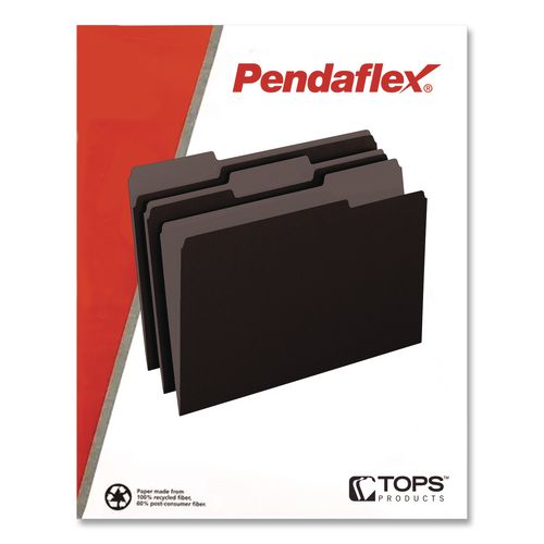 Image of Pendaflex® 4210 1/3 BLA Interior File Folders, 1/3-Cut Tabs: Assorted, Letter Size, Black/Gray, 100/Box