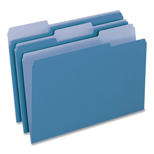 Image of Pendaflex® 4210 1/3 BLU Interior File Folders, 1/3-Cut Tabs: Assorted, Letter Size, Blue, 100/Box