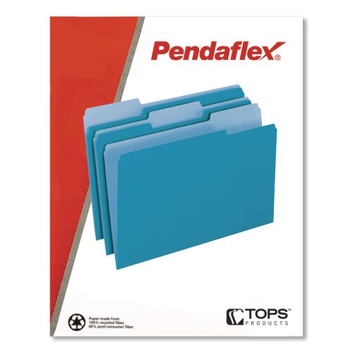 Image of Pendaflex® 4210 1/3 BLU Interior File Folders, 1/3-Cut Tabs: Assorted, Letter Size, Blue, 100/Box