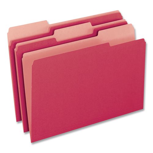 Image of Pendaflex® 4210 1/3 BUR Interior File Folders, 1/3-Cut Tabs: Assorted, Letter Size, Burgundy, 100/Box