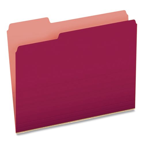 Image of Pendaflex® 4210 1/3 BUR Interior File Folders, 1/3-Cut Tabs: Assorted, Letter Size, Burgundy, 100/Box