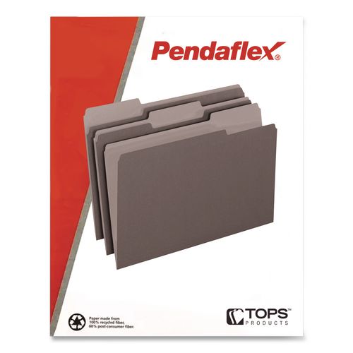 Image of Pendaflex® 4210 1/3 GRA Interior File Folders, 1/3-Cut Tabs: Assorted, Letter Size, Gray, 100/Box