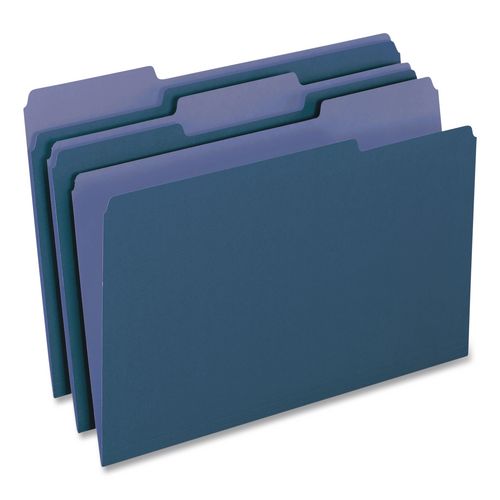 Image of Pendaflex® 4210 1/3 NAV Interior File Folders, 1/3-Cut Tabs: Assorted, Letter Size, Navy Blue, 100/Box
