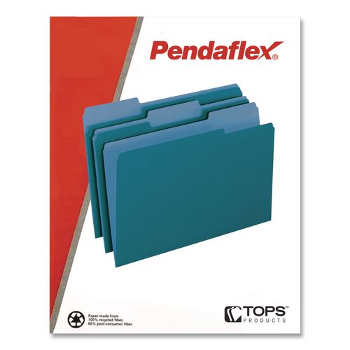 Image of Pendaflex® 4210 1/3 NAV Interior File Folders, 1/3-Cut Tabs: Assorted, Letter Size, Navy Blue, 100/Box