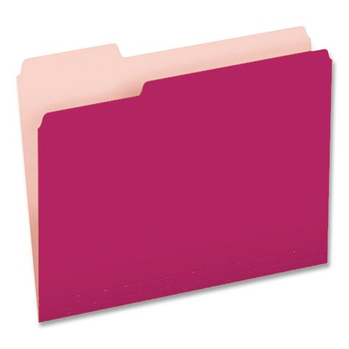 Image of Pendaflex® 4210 1/3 PIN Interior File Folders, 1/3-Cut Tabs: Assorted, Letter Size, Pink, 100/Box