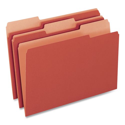 Image of Pendaflex® 4210 1/3 RED Interior File Folders, 1/3-Cut Tabs: Assorted, Letter Size, Red, 100/Box