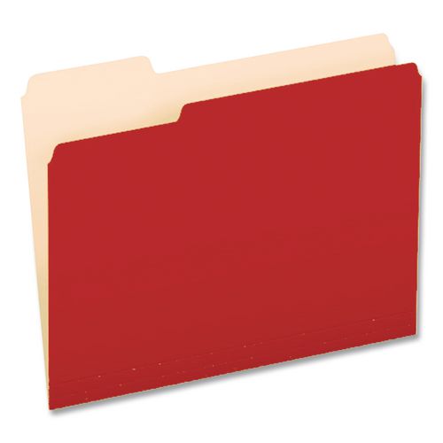 Image of Pendaflex® 4210 1/3 RED Interior File Folders, 1/3-Cut Tabs: Assorted, Letter Size, Red, 100/Box