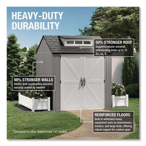 Image of Rubbermaid® 2145548 Storage Shed, 337 cu ft, 7 ft x 7 ft x 8 ft, Brown
