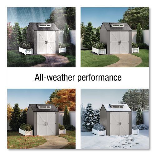 Image of Rubbermaid® 2145548 Storage Shed, 337 cu ft, 7 ft x 7 ft x 8 ft, Brown