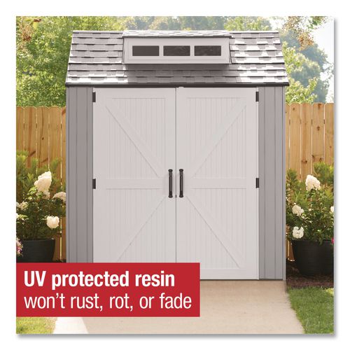 Image of Rubbermaid® 2145548 Storage Shed, 337 cu ft, 7 ft x 7 ft x 8 ft, Brown