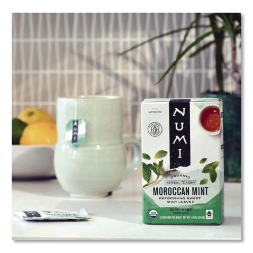 Image of Numi® Organic Teas and Teasans, 1.4 oz Filterbag, Moroccan Mint, 18/Box