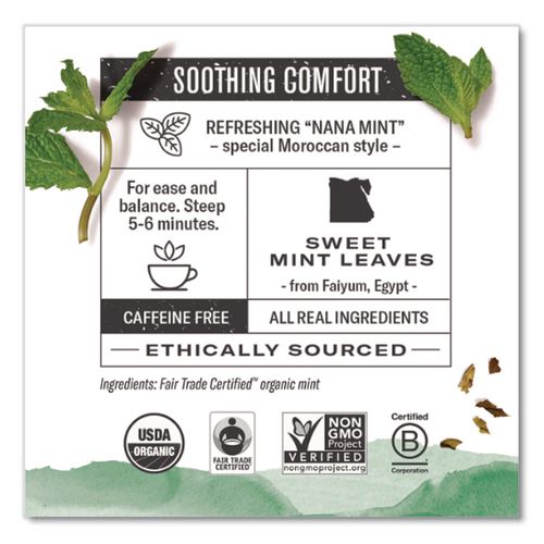 Image of Numi® Organic Teas and Teasans, 1.4 oz Filterbag, Moroccan Mint, 18/Box