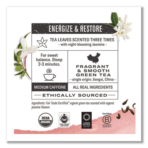 Image of Numi® 10108 Organic Teas And Teasans, 1.27 Oz, Jasmine Green, 18/box