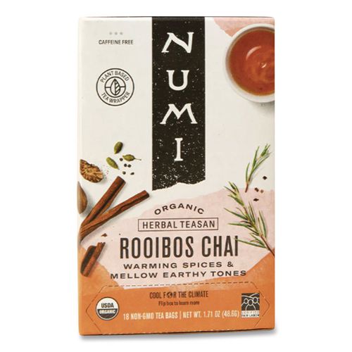 Image of Numi® 10200 Organic Teas And Teasans, 1.71 Oz, Rooibos Chai, 18/box
