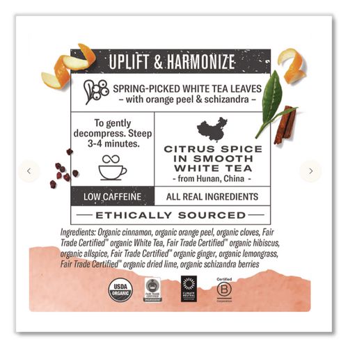 Image of Numi® 10240 Organic Teas And Teasans, 1.58 Oz, White Orange Spice, 16/box