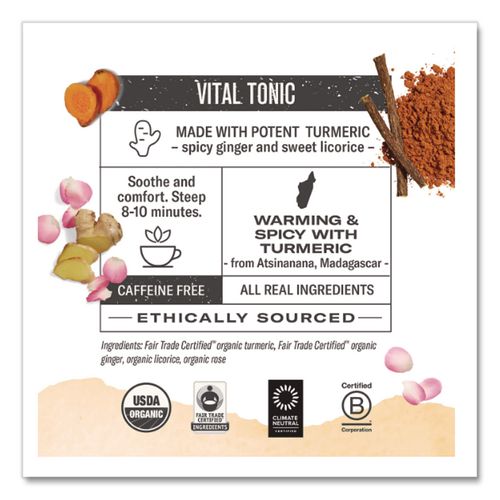 Image of Numi® Turmeric Tea, Three Roots, 1.42 Oz Bag, 12/box