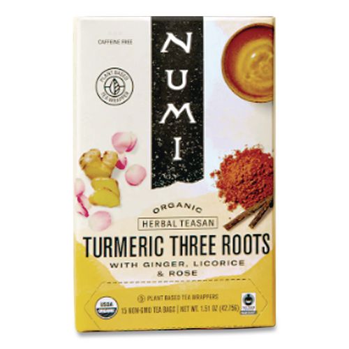 Image of Numi® Turmeric Tea, Three Roots, 1.42 Oz Bag, 12/box