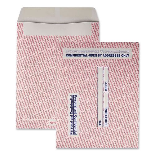Image of Quality Park QUA63778 Gray/red Paper Gummed Flap Personal And Confidential Interoffice Envelope, #97, 10 X 13, Gray/red, 100/box