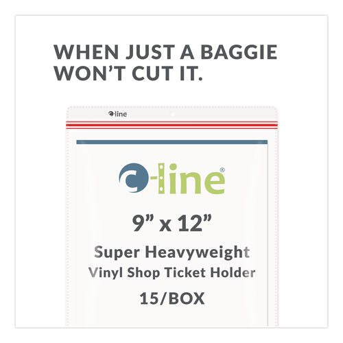 Image of C-Line® 82912 Industrial Zipper Seal Shop Ticket Holders, Super Heavy-Duty, Top Load 9 x 12 Insert, Clear Front, 15/Box