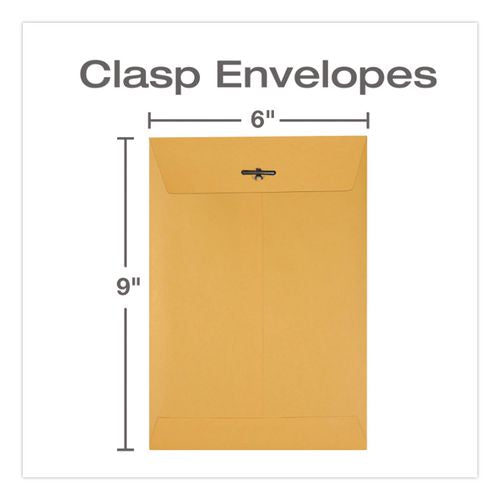 Image of Quality Park QUA37755 Clasp Envelope, 32 lb Bond Weight Kraft, #1, Square Flap, Clasp/Gummed Closure, 6 x 9, Brown Kraft, 100/Box