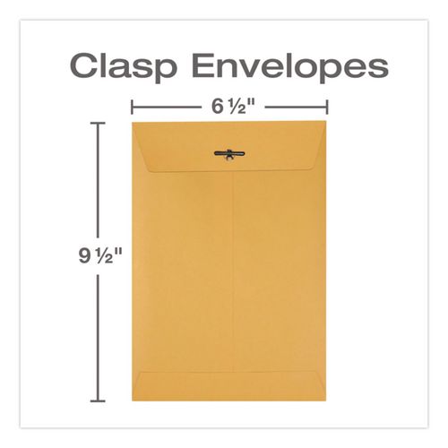 Image of Quality Park QUA37763 Clasp Envelope, 32 lb Bond Weight Kraft, #1 3/4, Square Flap, Clasp/Gummed Closure, 6.5 x 9.5, Brown Kraft, 100/Box
