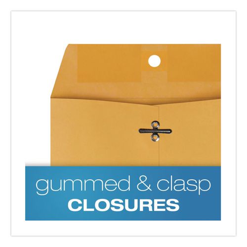 Image of Quality Park QUA37763 Clasp Envelope, 32 lb Bond Weight Kraft, #1 3/4, Square Flap, Clasp/Gummed Closure, 6.5 x 9.5, Brown Kraft, 100/Box