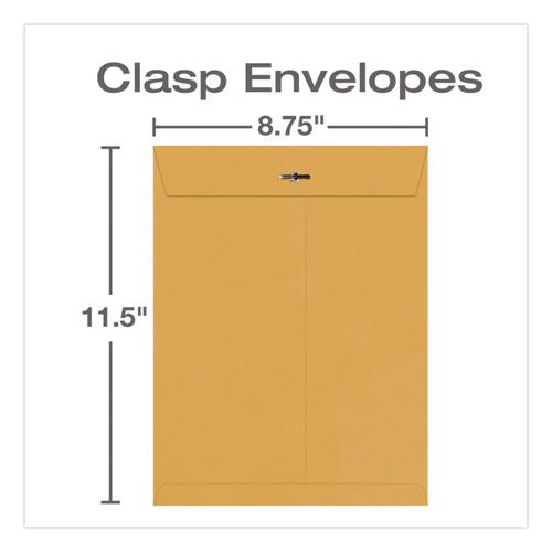 Image of Quality Park QUA37787 Clasp Envelope, 32 lb Bond Weight Kraft, #87, Square Flap, Clasp/Gummed Closure, 8.75 x 11.5, Brown Kraft, 100/Box