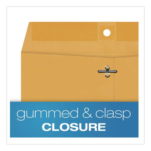 Image of Quality Park QUA37787 Clasp Envelope, 32 lb Bond Weight Kraft, #87, Square Flap, Clasp/Gummed Closure, 8.75 x 11.5, Brown Kraft, 100/Box
