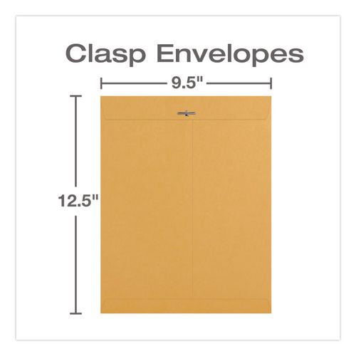 Image of Quality Park QUA37793 Clasp Envelope, 32 lb Bond Weight Kraft, #12 1/2, Square Flap, Clasp/Gummed Closure, 9.5 x 12.5, Brown Kraft, 100/Box