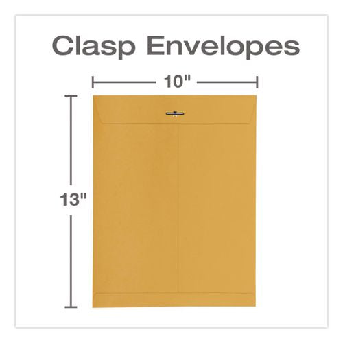 Image of Quality Park QUA37797 Clasp Envelope, 32 lb Bond Weight Kraft, #97, Square Flap, Clasp/Gummed Closure, 10 x 13, Brown Kraft, 100/Box