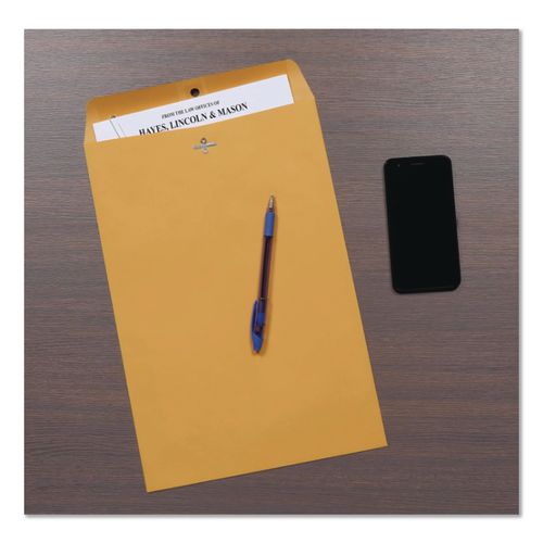 Image of Quality Park QUA37798 Clasp Envelope, 32 lb Bond Weight Kraft, #15, Square Flap, Clasp/Gummed Closure, 10 x 15, Brown Kraft, 100/Box