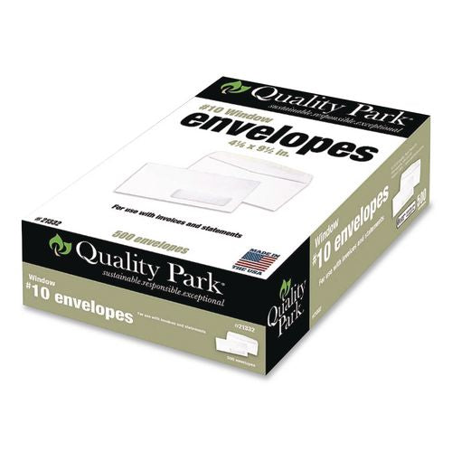 Image of Quality Park QUA21332 Address-Window Envelope, #10, Commercial Flap, Gummed Closure, 4.13 x 9.5, White, 500/Box