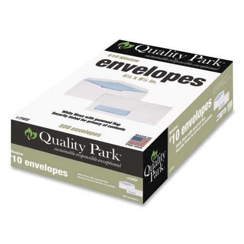Image of Quality Park QUA21412 Security Tint Window Envelope, #10, Bankers Flap, Gummed Closure, 4.13 x 9.5, White, 500/Box