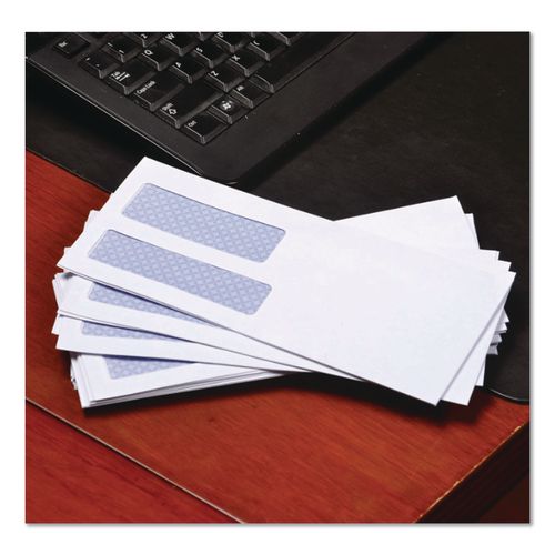 Image of Quality Park QUA24529 Double Window Security-Tinted Envelopes, #9, Commercial Flap, Redi-Seal Adhesive Closure, 3.88 x 8.88, White, 500/BX