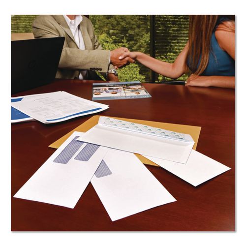 Image of Quality Park QUA24529 Double Window Security-Tinted Envelopes, #9, Commercial Flap, Redi-Seal Adhesive Closure, 3.88 x 8.88, White, 500/BX