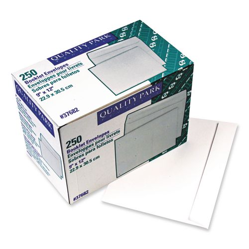 Image of Quality Park QUA37682 Open-Side Booklet Envelope, #10 1/2, Cheese Blade Flap, Gummed Closure, 9 X 12, White, 250/box