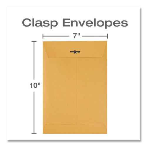 Image of Quality Park QUA37868 Clasp Envelope, 28 lb Bond Weight Kraft, #68, Square Flap, Clasp/Gummed Closure, 7 x 10, Brown Kraft, 100/Box