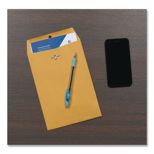Image of Quality Park QUA37868 Clasp Envelope, 28 lb Bond Weight Kraft, #68, Square Flap, Clasp/Gummed Closure, 7 x 10, Brown Kraft, 100/Box